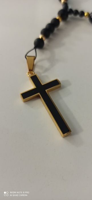 Naszyjnik męski różaniec onyks złoto prezent