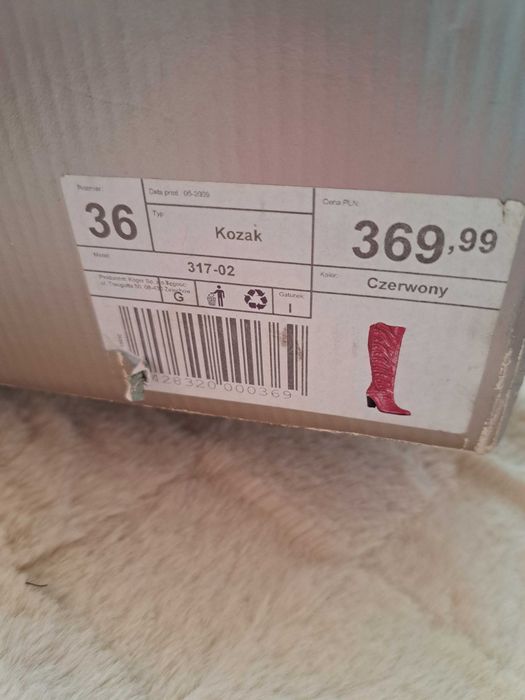Czerwone Kozaki skóra r. 36 lasocki skórzane