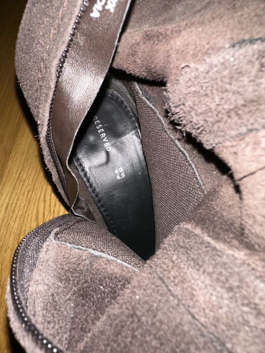 Skórzane Kozaki do kolan na obcasie Reserved Brązowe 40