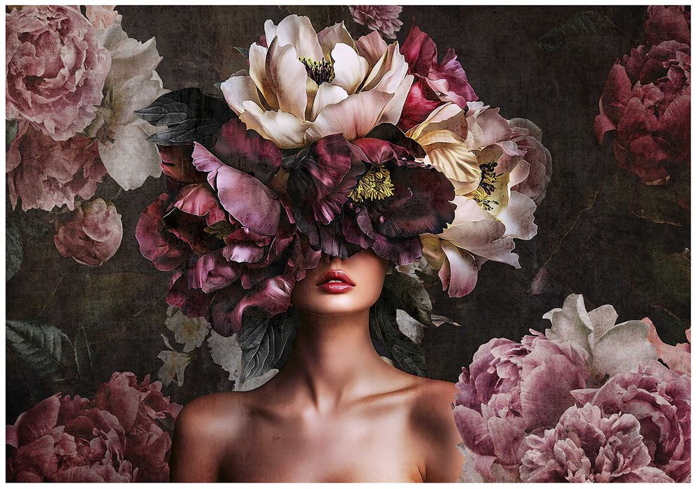 Fototapeta Bogini Kwiatów Natury Kobieta Kwiaty Róż Fiolet 3D + KLEJ