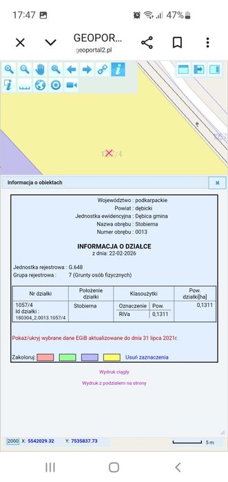 Działka  Stobierna gm. Dębica