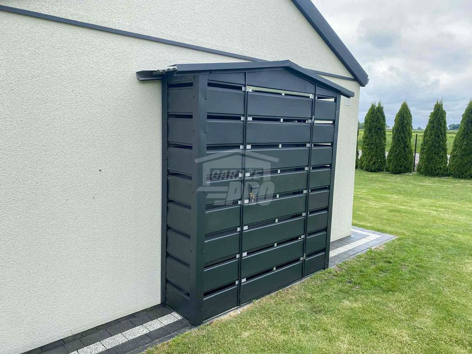 Wiata śmietnikowa 1,5x0,5m antracyt - dach dwuspadowy GP570
