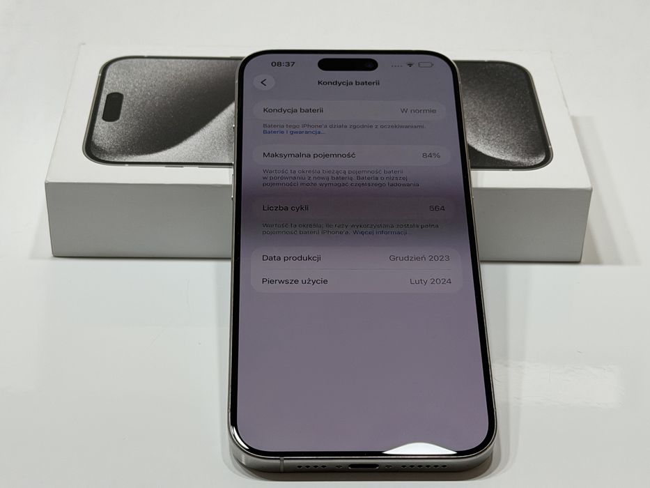 iPhone 15 Pro Max 256 GB Biały #BDB#Bateria 84%#Komplet #Apple#