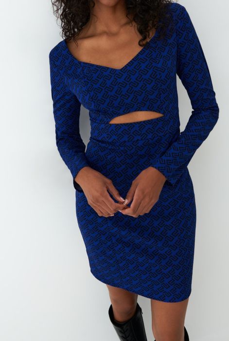 Mohito rozmiar 42 XL chabrowa sukienka długi rękaw