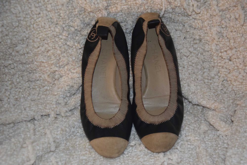 Chanel baleriny balerinki skórzane 37,5 G26642