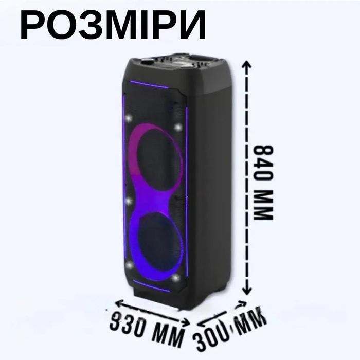 Портативна акустична колонка ZXX-6510 2х10" Акумуляторна колонка з пультом і 2 мікрофонами Bluetooth колонка зі світлодіодним підсвічуванням