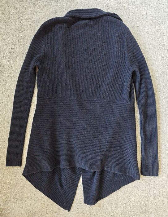 Luksusowy Granatowy Kardigan COERCION 50% Angora roz XL asymetryczny