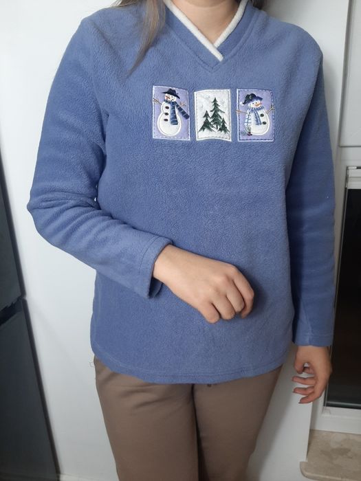 Bluza polar fioletowa ciepła sweter blouse winter autumn vintage oldsc