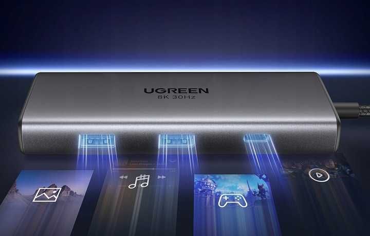 Hub USB UGREEN CM498 2xUSB-A 3.0 USB-C 3.0, 2xHDMI, PD, 8K 30Hz 100W