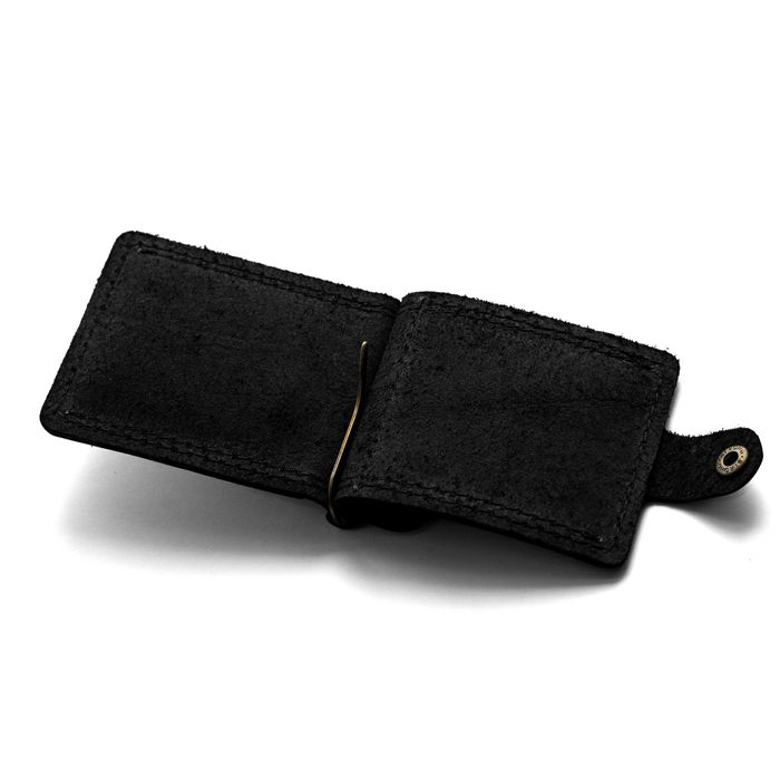 Затискач для грошей з монетницею з натуральної шкіри BUT ЧОРНИЙ