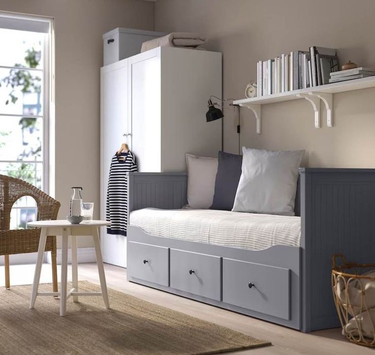 Okazja Szare Drewniane Łóżko IKEA HEMNES+Dowóz