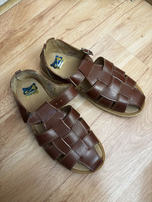 nowe brązowe sandały skórzane retro polishcore