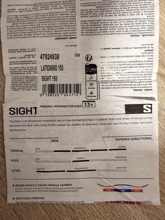 Prancha snowboard salomon sight 150