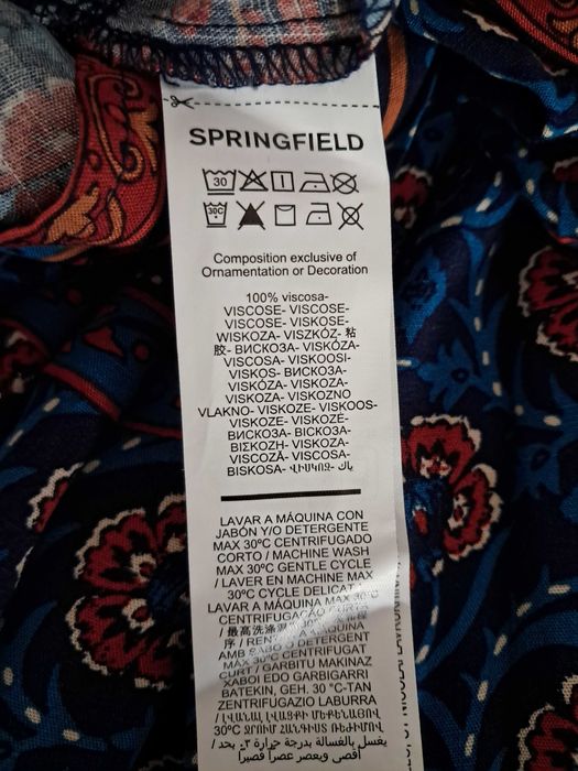 Vestido comprido estampado Springfield, novo