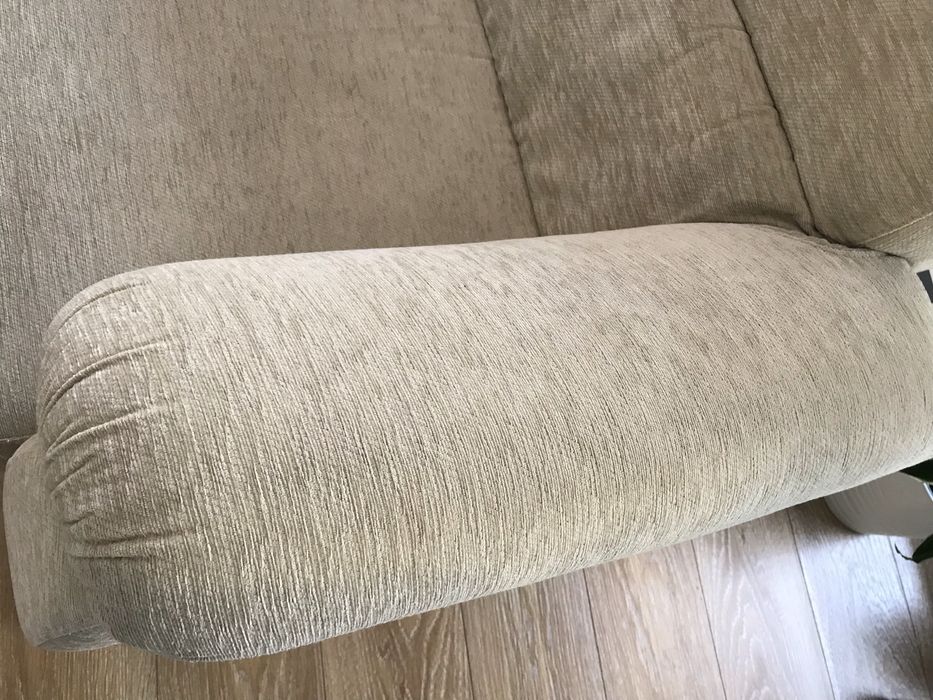 Sofa creme tecido chaise long 3 lugares