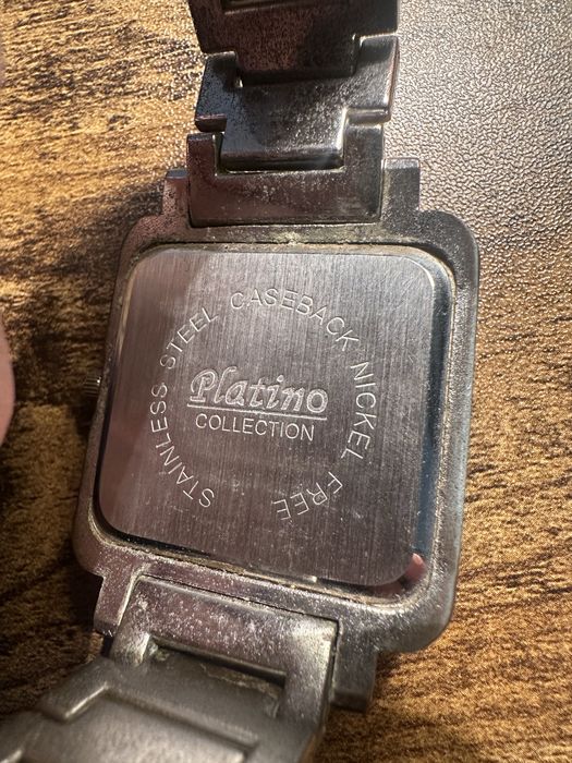 Zegarek kwarcowy Platino kwadratowa koperta srebrna bransoleta
