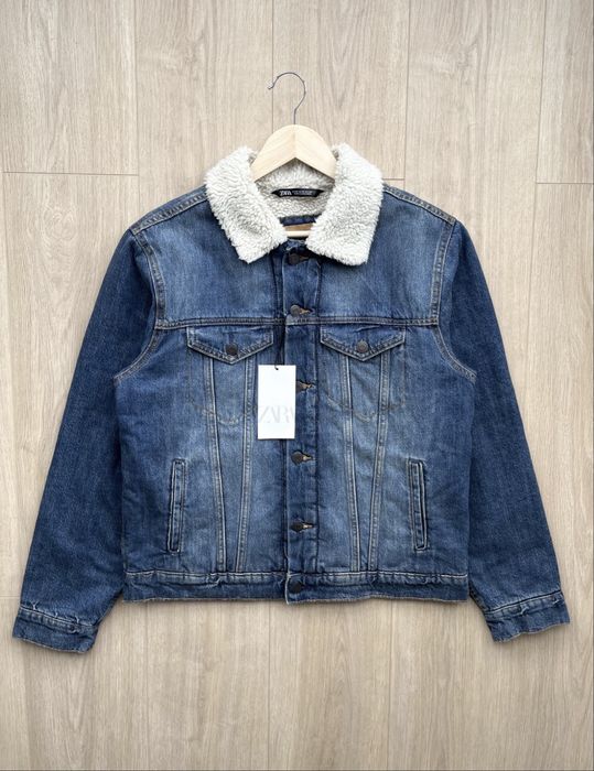 Чоловіча Куртка Zara (M) Denim Jacket Оригінал Ветровка Шерпа Джинсова Мужская Джинсовка на Меху Зара