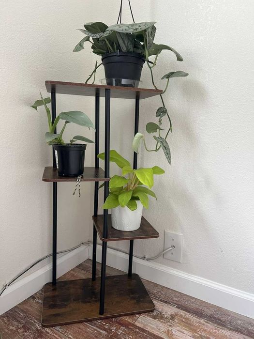 Kwietnik stojak na kwiaty drewniany narożny z 4 poziomami 78 cm