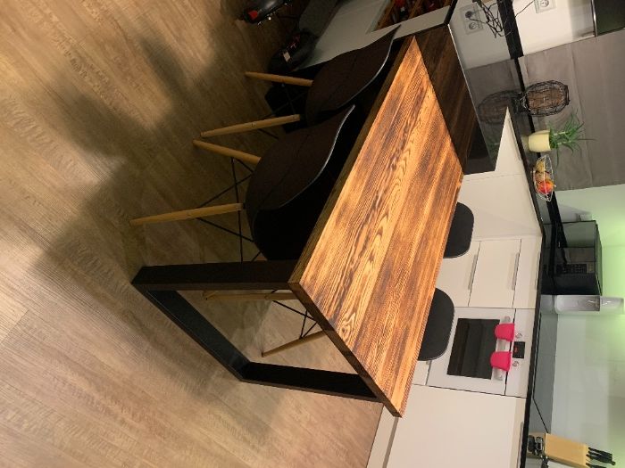 Stół 120x80cm z litego drewna loft industrialny metalowe nogi