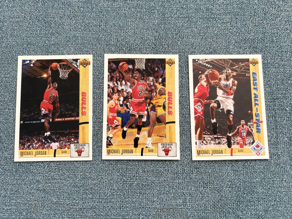 3 karty Upper Deck 1991-92 NBA Michael Jordan #1 (promo), #44 i #69
