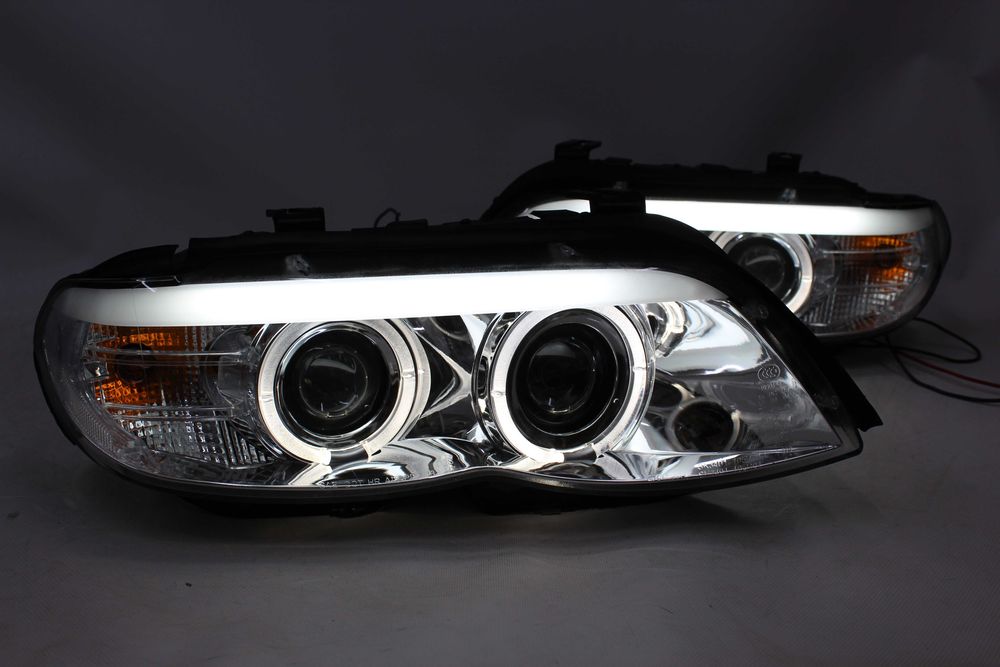 Lampy przednie przód BMW X5 E53 03-06 XENON D2S LED Ringi CHROM IGŁA!