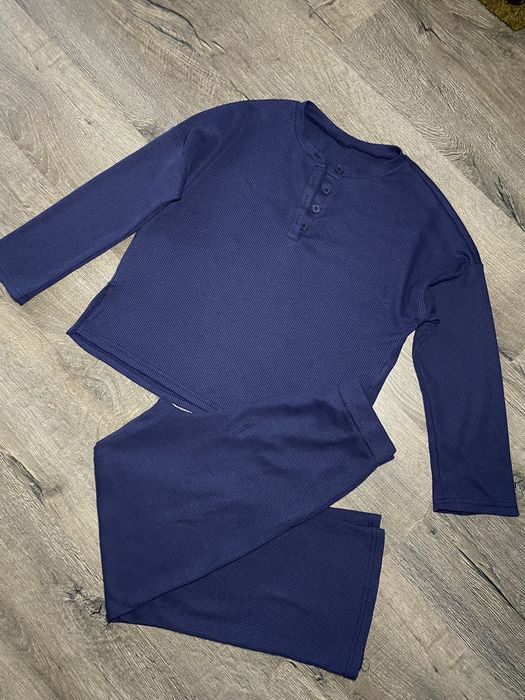 Синя піжама Shein M комплект кофта-штани для дому