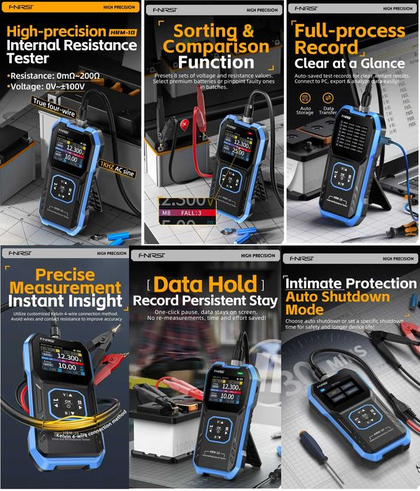 TS457 YR1035+ ZT-XR1 FNIRSI HRM10 Pro тестер аккумуляторов, щупы, кейс