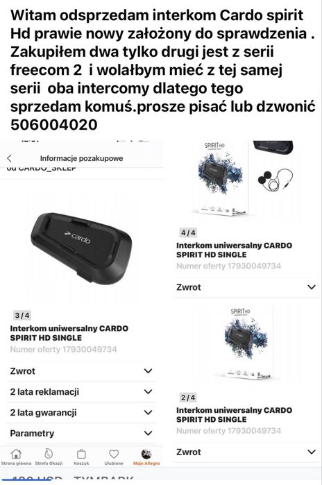 Intercom cardo  spirit HD single