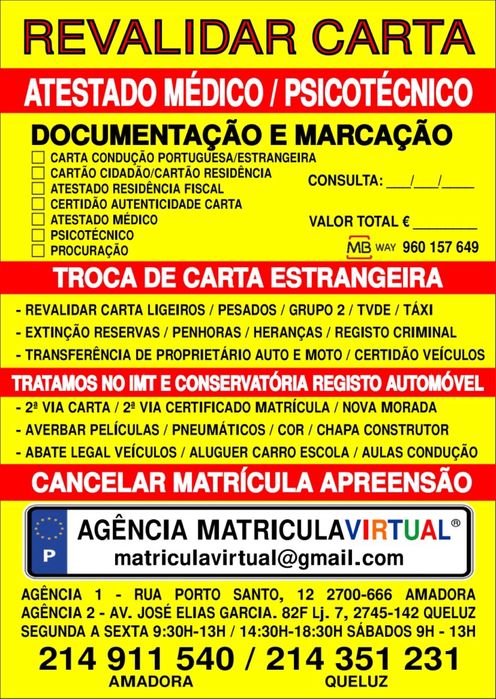Matricula carro & mota & tvde