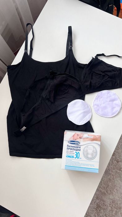 Набір в роддом, топ для годування, накладки для грудей