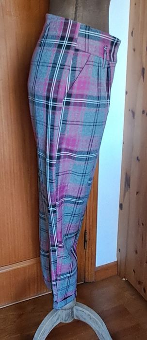 Calças Senhora Primark Xadrez Rosa/Cinzento (Tam. 34 / XS) – Novas