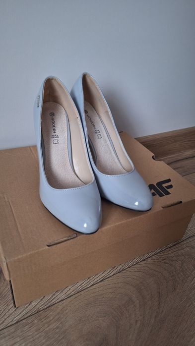 Szpilki szaro-błękite rozmiar 38