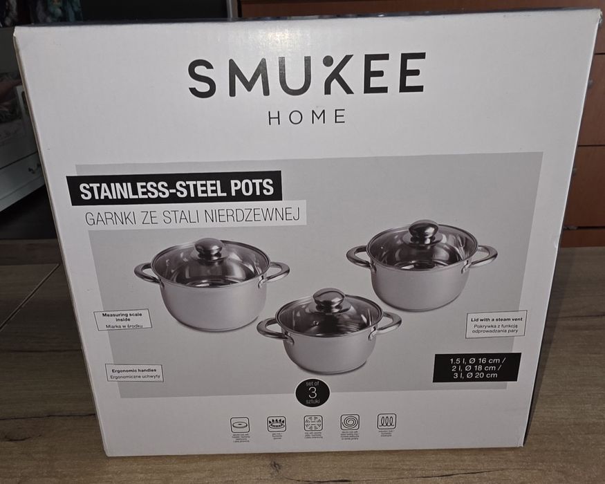 Nowy Zestaw  garnków Smukee 6 elementów