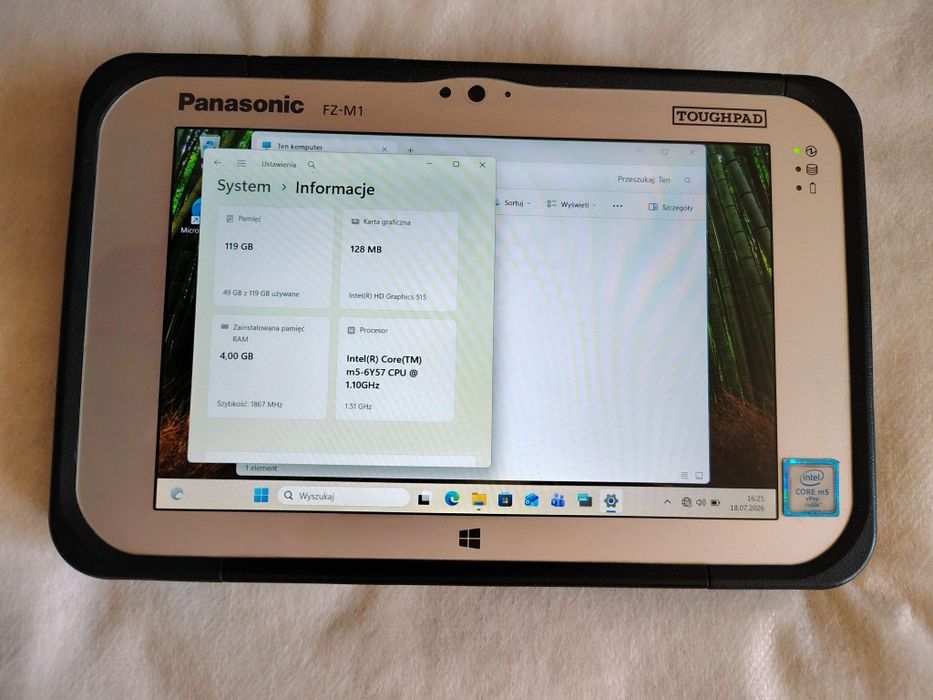 Pancerny Tablet Panasonic Toughpad FZ-M1 m5 6 gener 4GB 128SSD Windows 11
