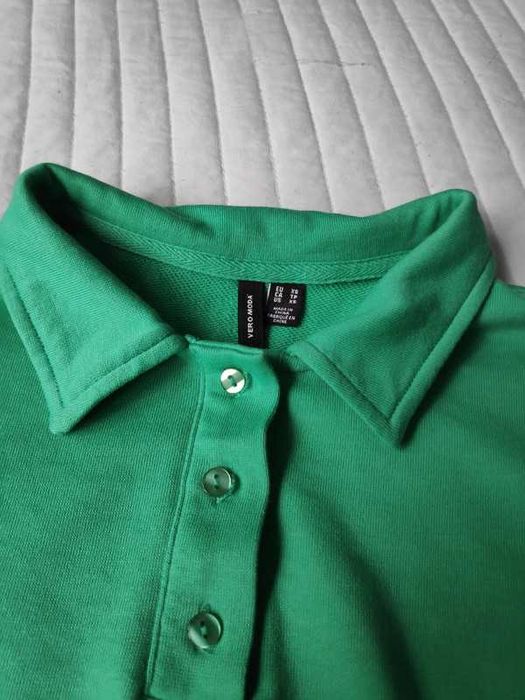 Zielona bluza kołnierzyk bawełna zieleń