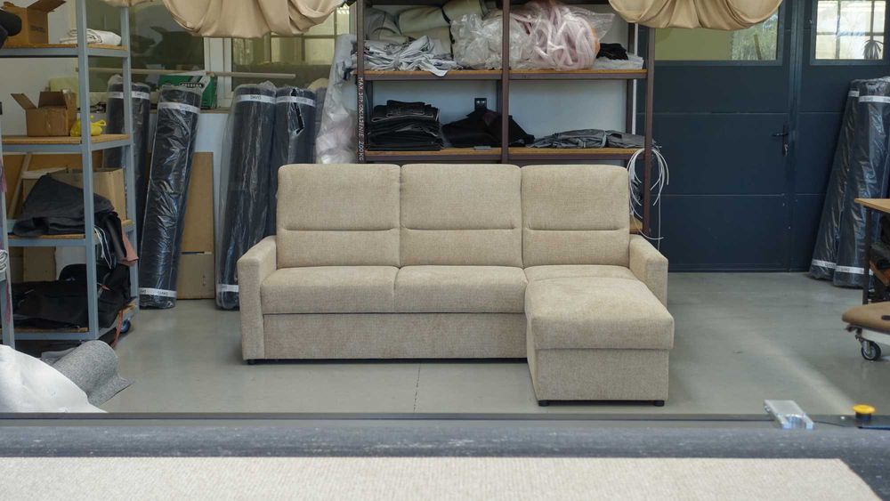 Narożnik CAPRI rogówka sofa rozkładana z funkcją spania i pojemnikiem, beżowy OD RĘKI