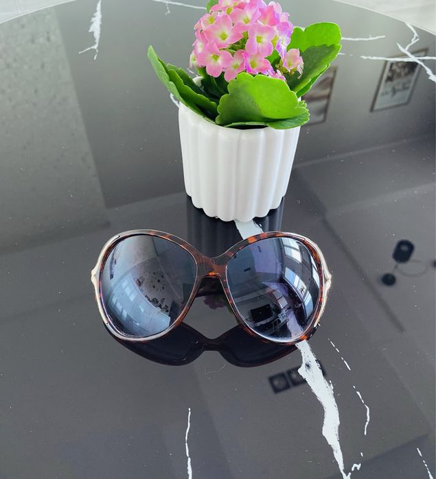 Okulary przeciwsłoneczne damskie brązowe panterka