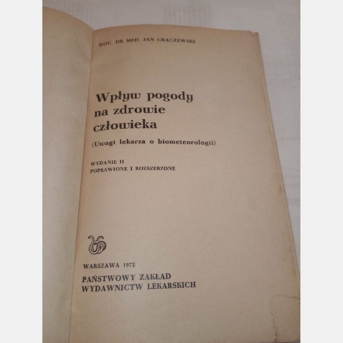 Wpływ pogody na zdrowie człowieka. J. Grączewski.