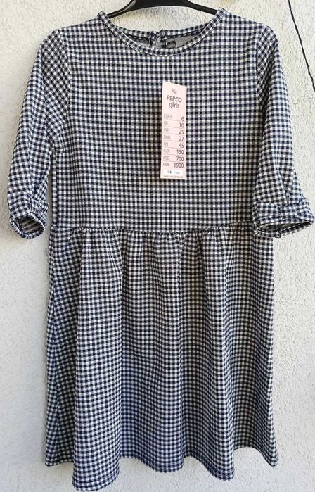 Nowa sukienka dla dziewczynki w granatową kratkę 116