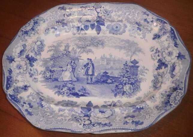 Grande travessa Davenport sec.XIX com 48 x 38 cm