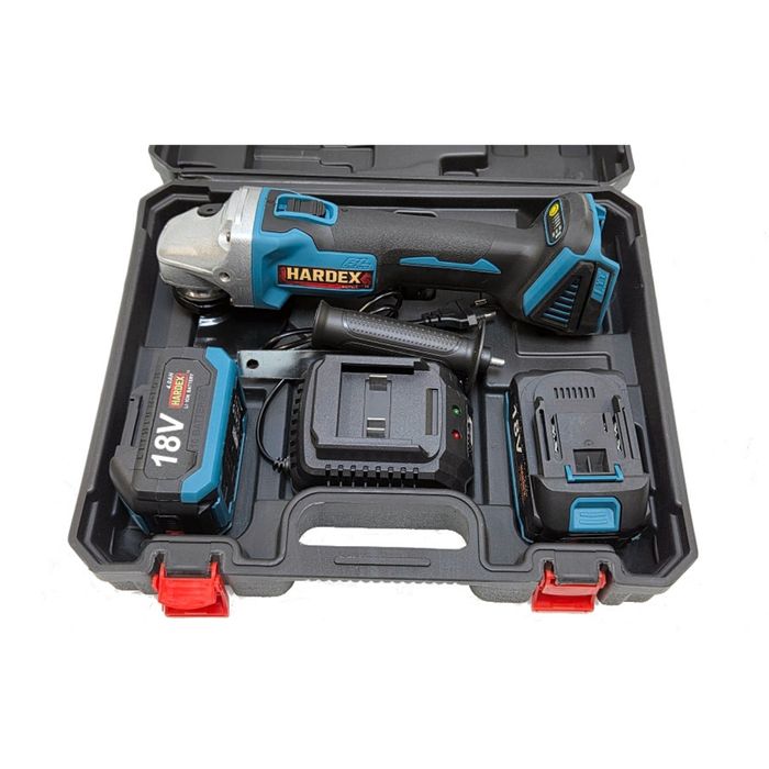 HARDEX Szlifierka kątowa bezszczotkowa 125 mm 2 x aku 4.0 Ah