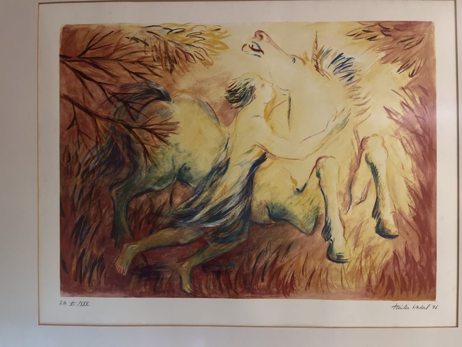 Emilia Nadal Screen Printing - Feminine Figure with Unicorn