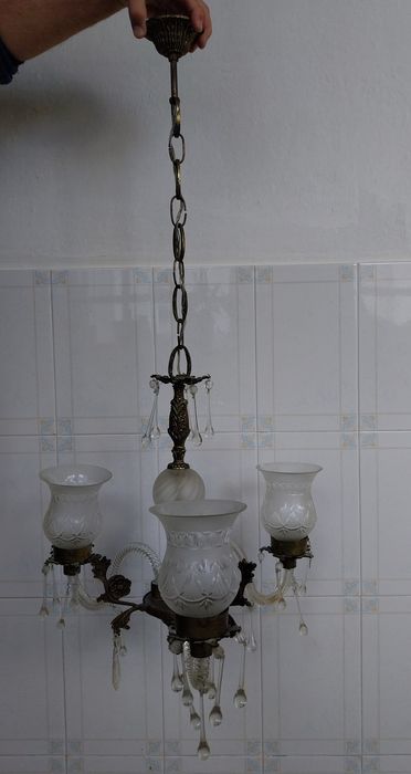 Candeeiro suspenso antigo, candelabro, lustre