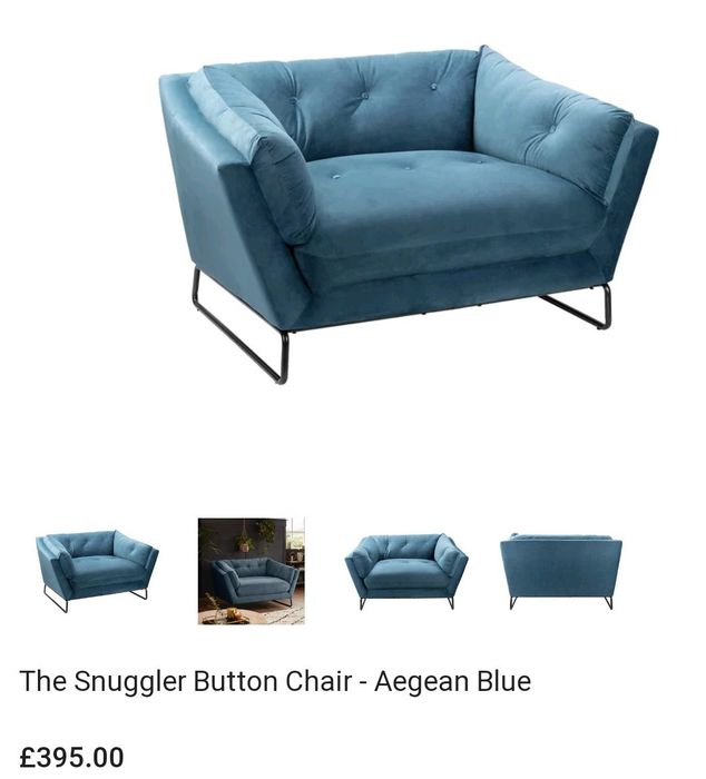 Krzesło - kanapa Snuggler Button Aegean Blue