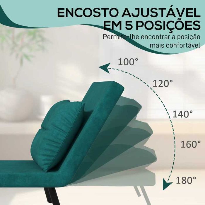 Poltrona / Cama Dobrável c/ Encosto Ajustável Verde