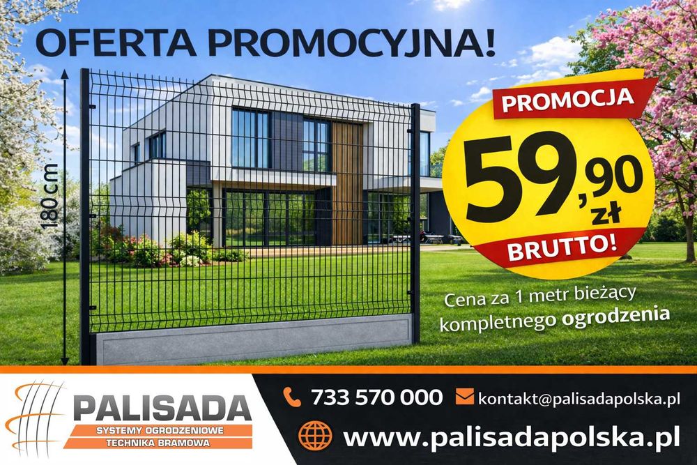 PROMOCJA! OGRODZENIA PANELOWE 4 mm 1,80 m | panele 153 + podmurówka 25