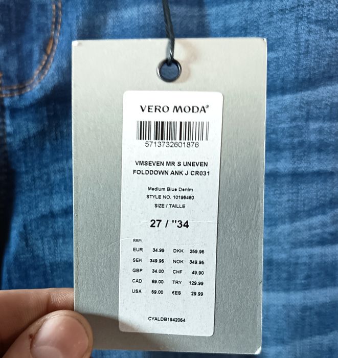 vero moda czarne spodnie damskie s 36 nowe skinny