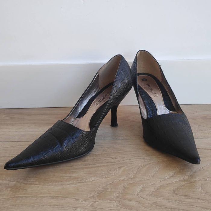 Sapatos pretos de bico fino - YESSICA, tam 38