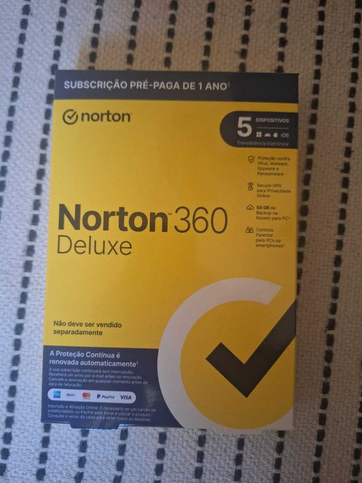 Antivírus Norton 360 Deluxe - 1 Ano / 5 Dispositivos - VPN + 50GB Cloud - NOVO / SELADO