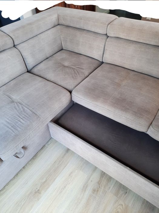 Sofa rozkładana, 5 osobowa, szara